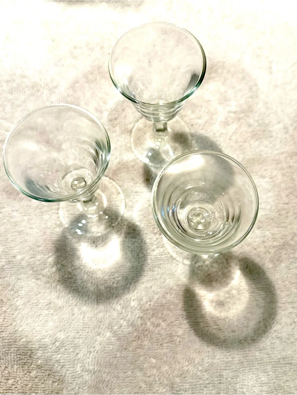 Clear Vintage Crystal Glass Stemware Wine Sherry Glasses - Set of 3  4” tall